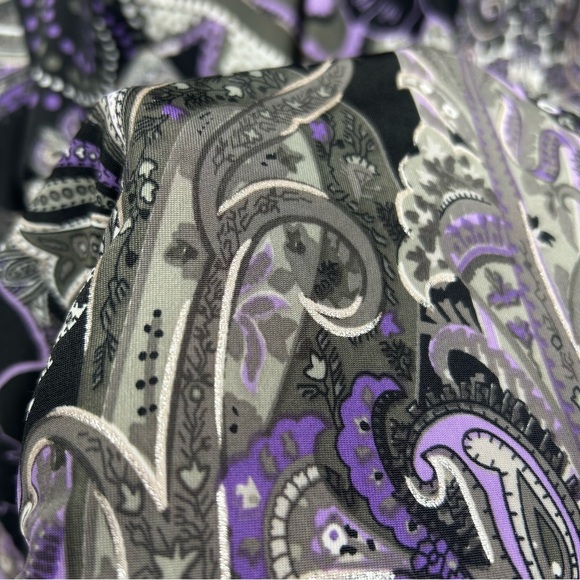 Dressbarn Paisley Dark Floral Puff Sleeve Y2K High Neck Blouse Sz XL - Picture 5 of 7